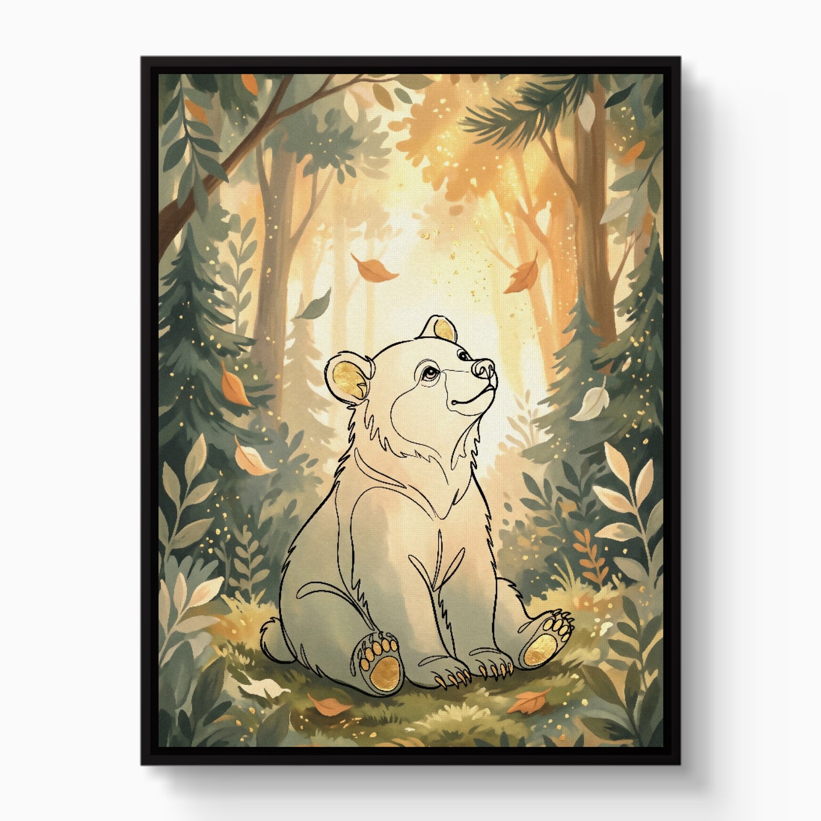 Bear Forest Light — bear forest light white studio framed black