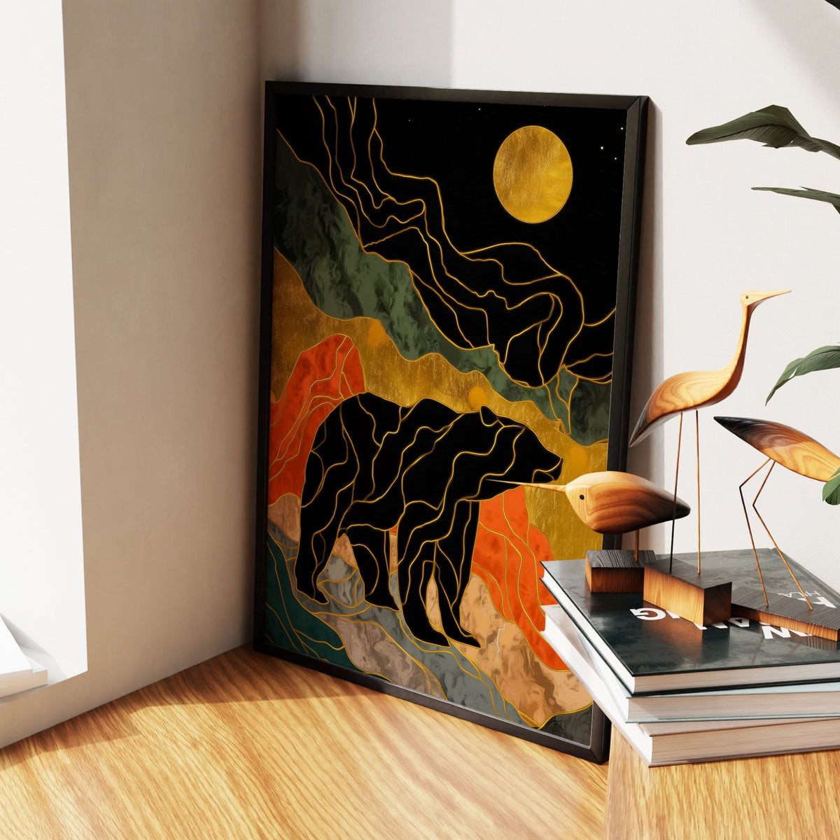Bear Moonrise Silhouette - Luxury Wall Art