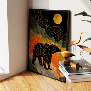 Bear Moonrise Silhouette - Luxury Wall Art
