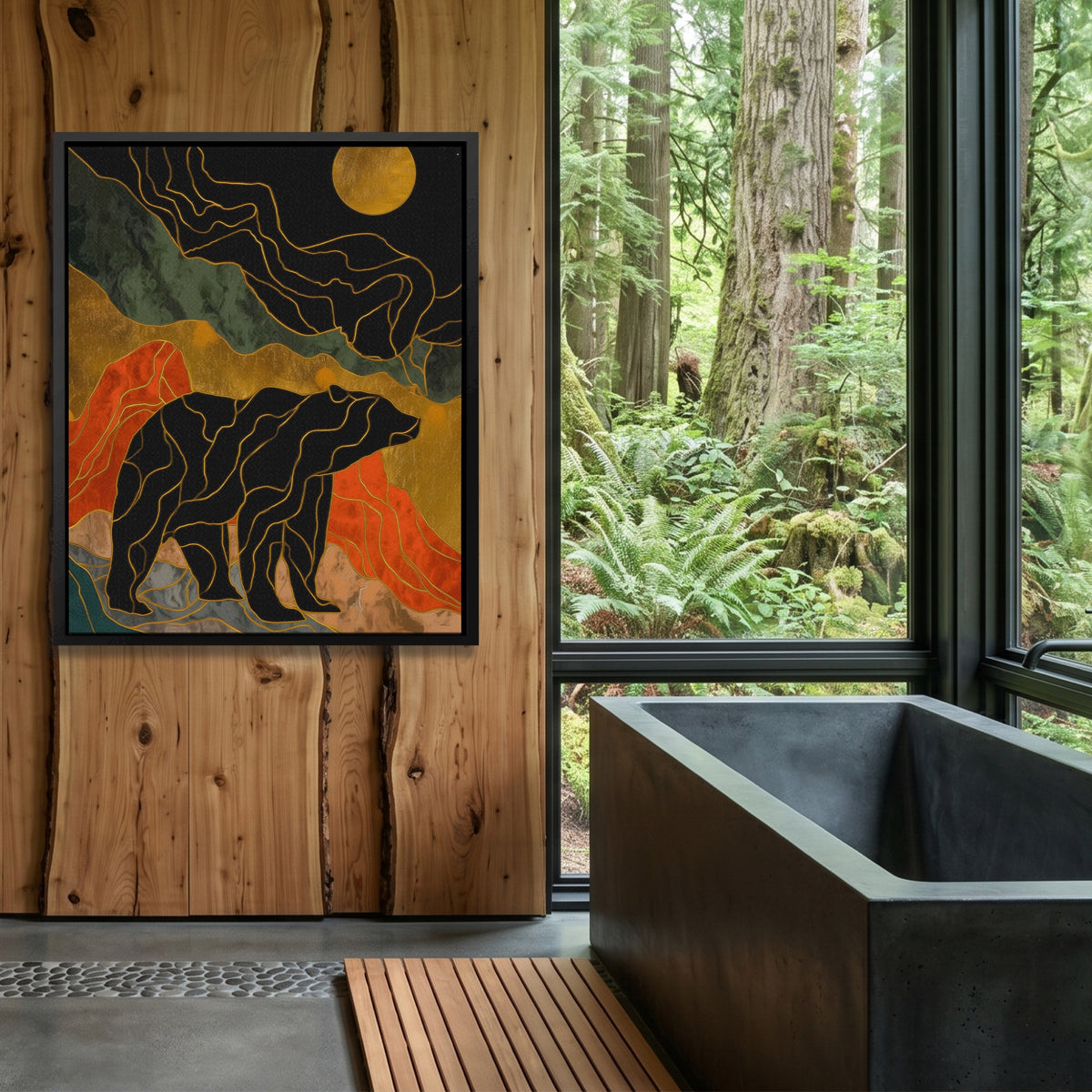 Bear Moonrise Silhouette — Bear Moonrise Silhouette Outdoor Bathroom Log Port 161