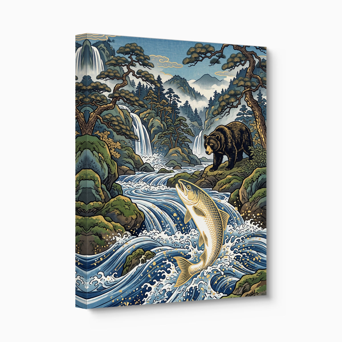 Bear Salmon Stream — bear salmon stream angled flush print