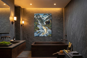 Bear Salmon Stream — bear salmon stream luxury bathroom interior 1port flush print