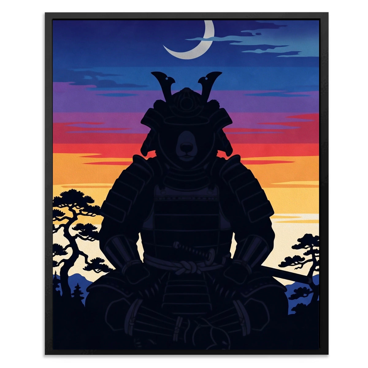 Bear Samurai Sunset - Luxury Wall Art