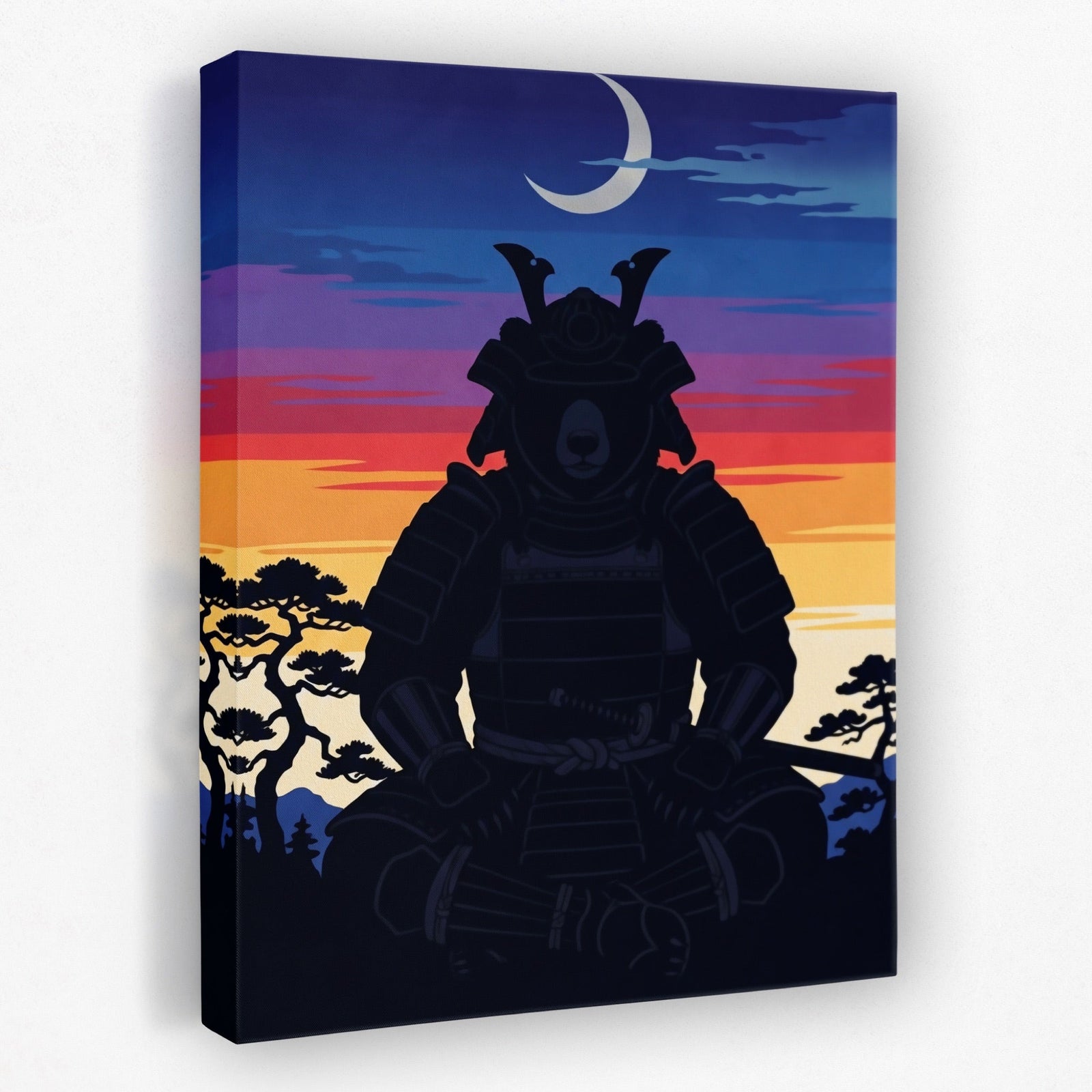 Bear Samurai Sunset - Luxury Wall Art