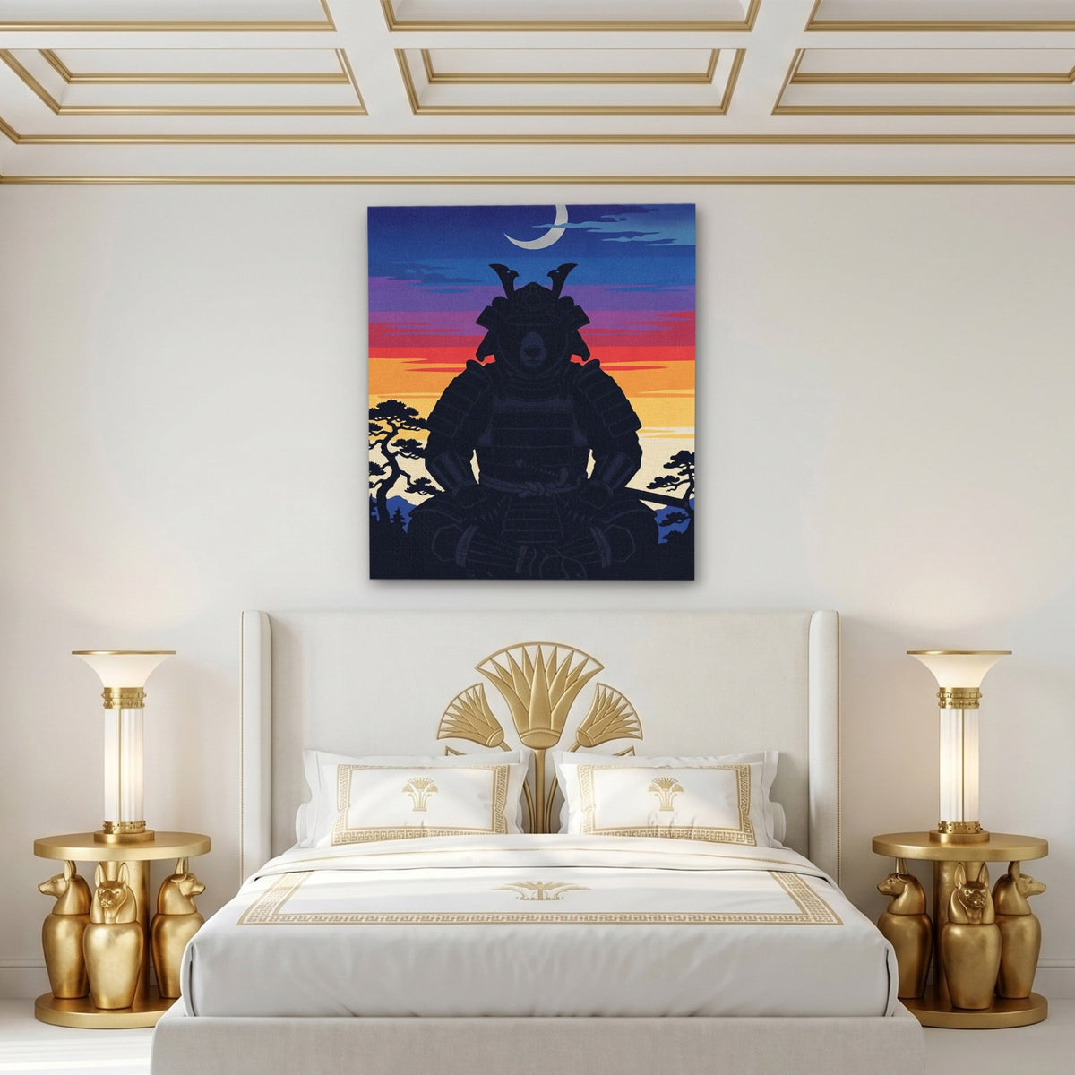 Bear Samurai Sunset - Luxury Wall Art
