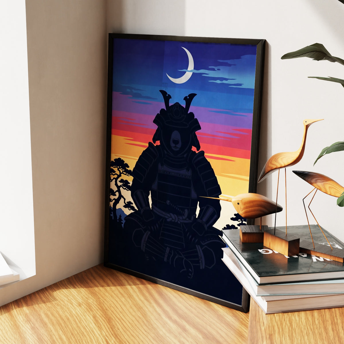 Bear Samurai Sunset — Bear Samurai Sunset New   Living Room Wall Apartment Zoom 146