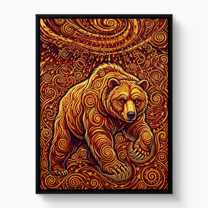 Bear Winding Path — bear winding path white studio framed black