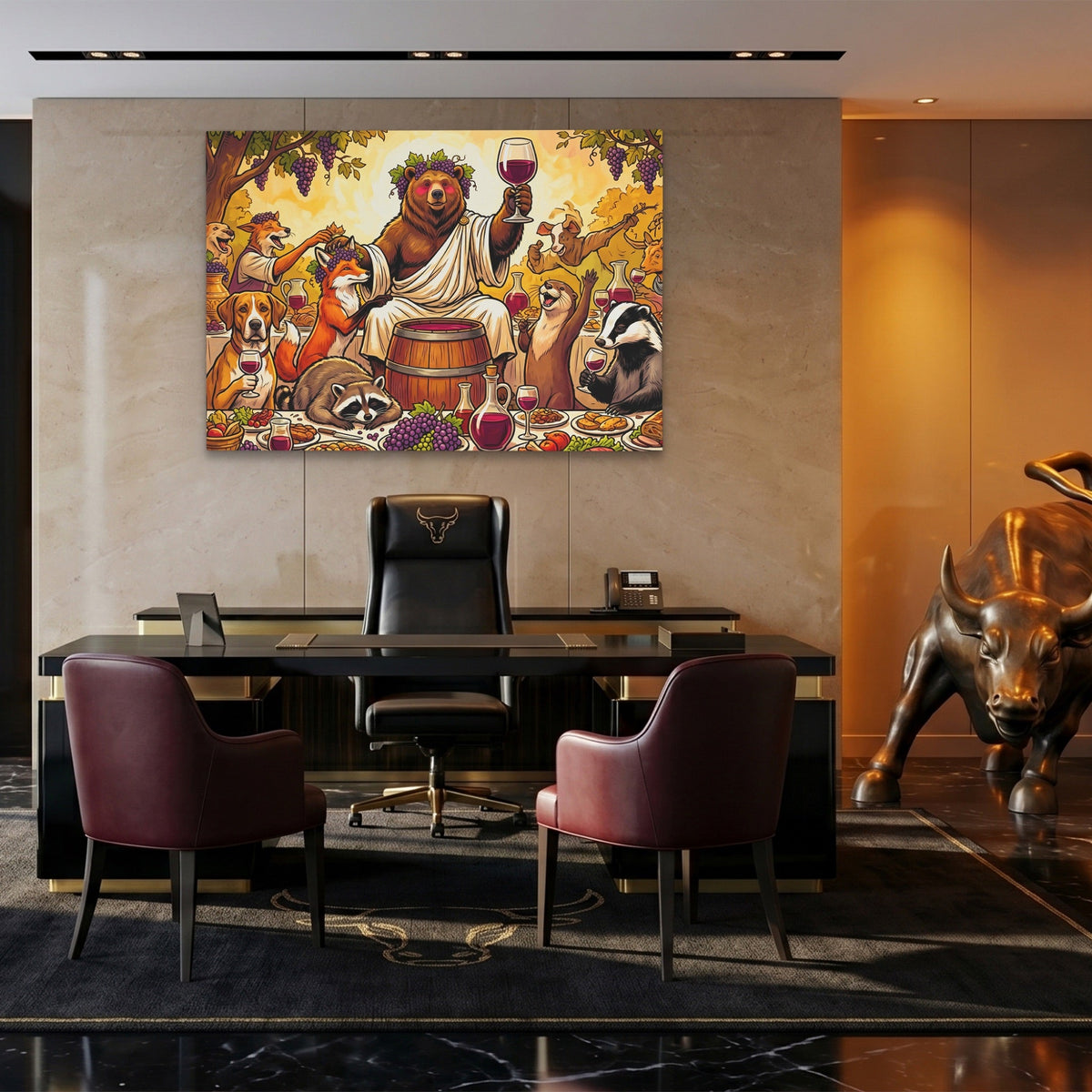 Bear Wine Toast - Luxury Wall Art