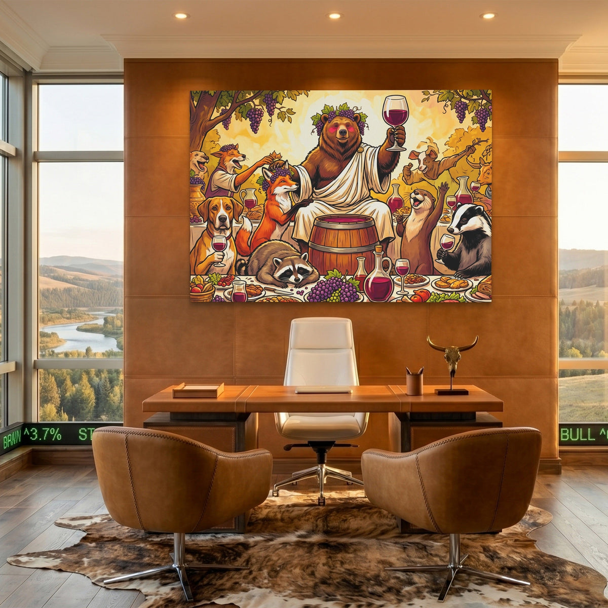 Bear Wine Toast - Luxury Wall Art