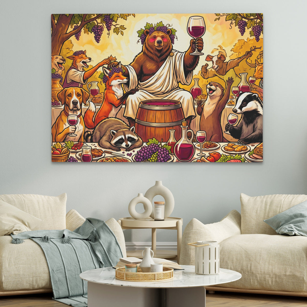 Bear Wine Toast — Bear Wine Toast White couches land 249