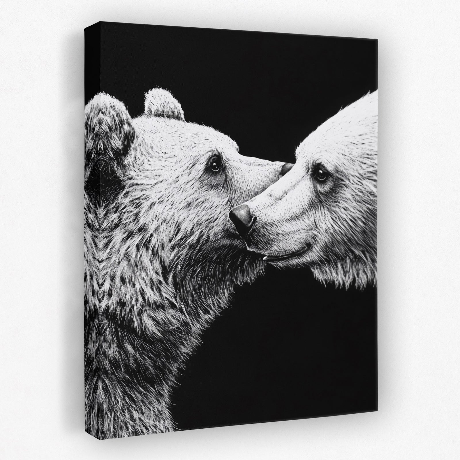 Bears Monochrome Embrace — Bears Monochrome Embrace Portrait   Side View   Mirror 39