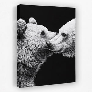 Bears Monochrome Embrace — Bears Monochrome Embrace Portrait   Side View   Mirror 39