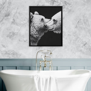 Bears Monochrome Embrace — Bears Monochrome Embrace Bathtub Granite Wall 21