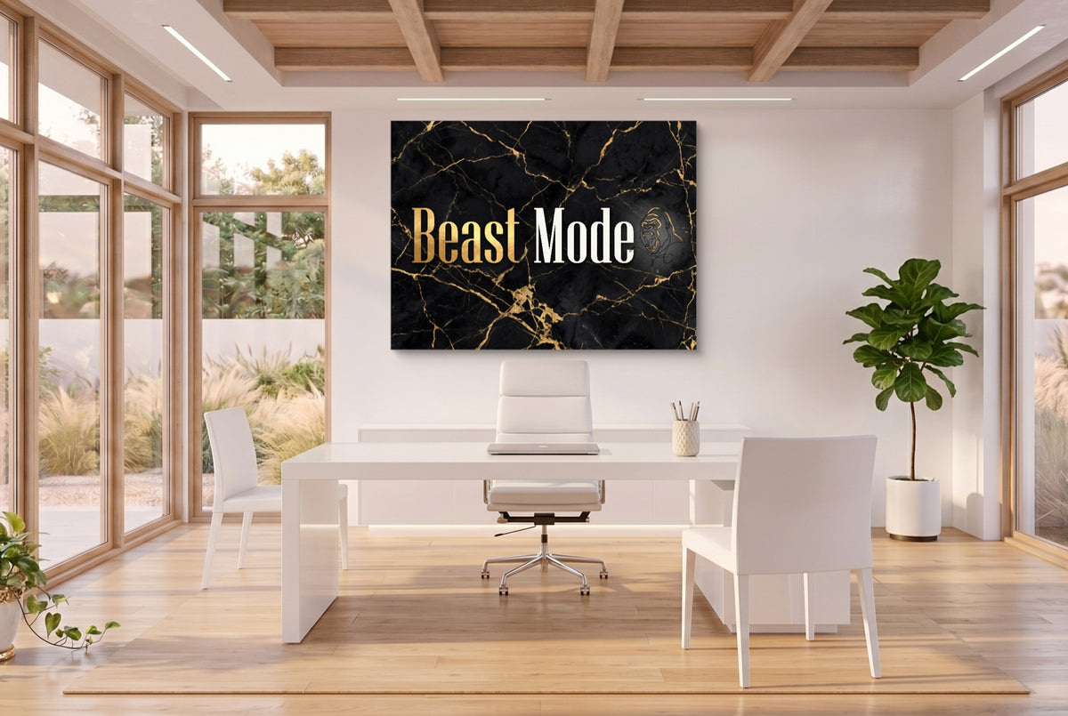 Beast Mode Golden — beast mode golden office space with desk 3 1land flush print