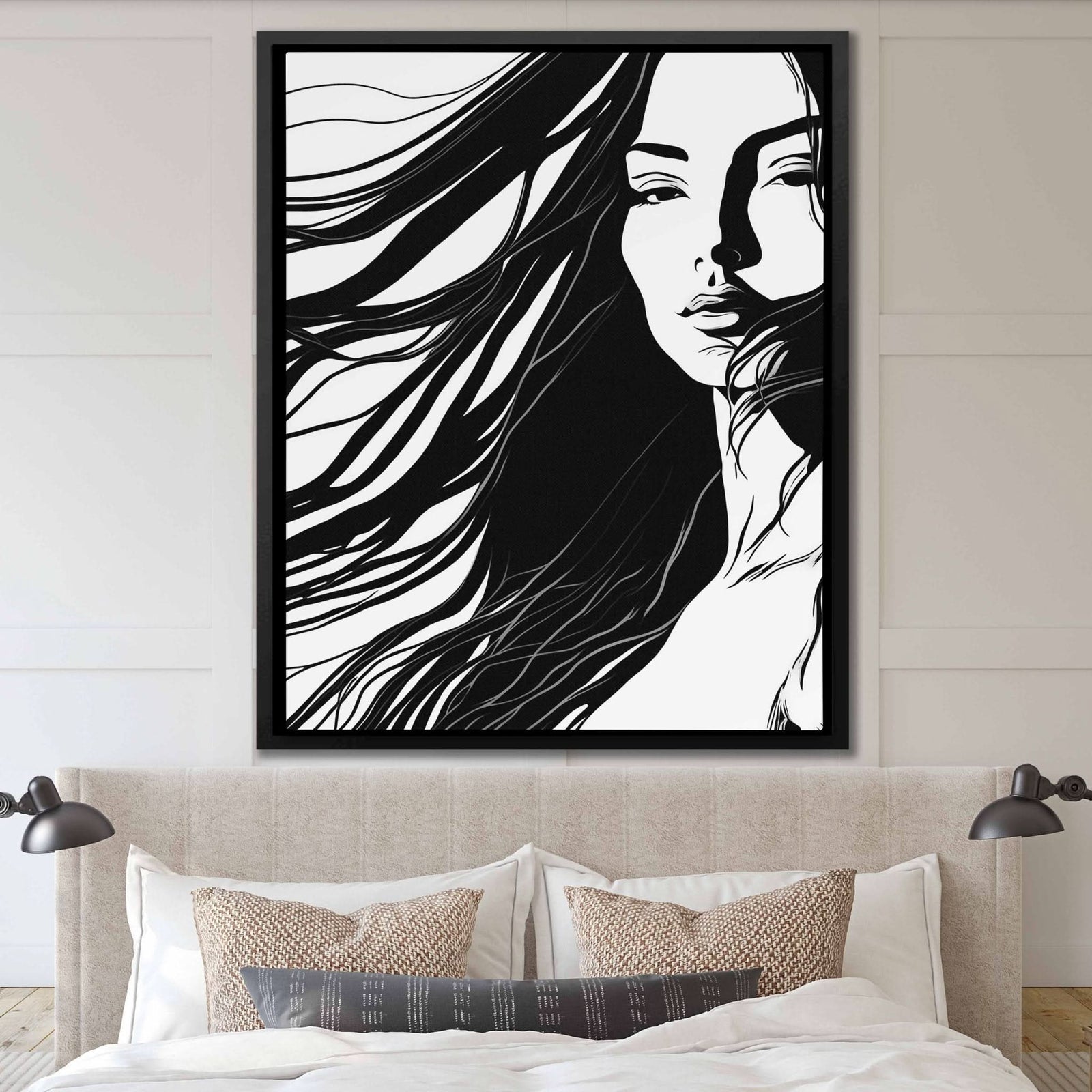 Beauties Gaze - Black and White Canvas Wall Art