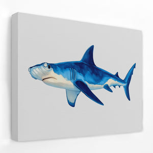 a painting of a shark on a white wall