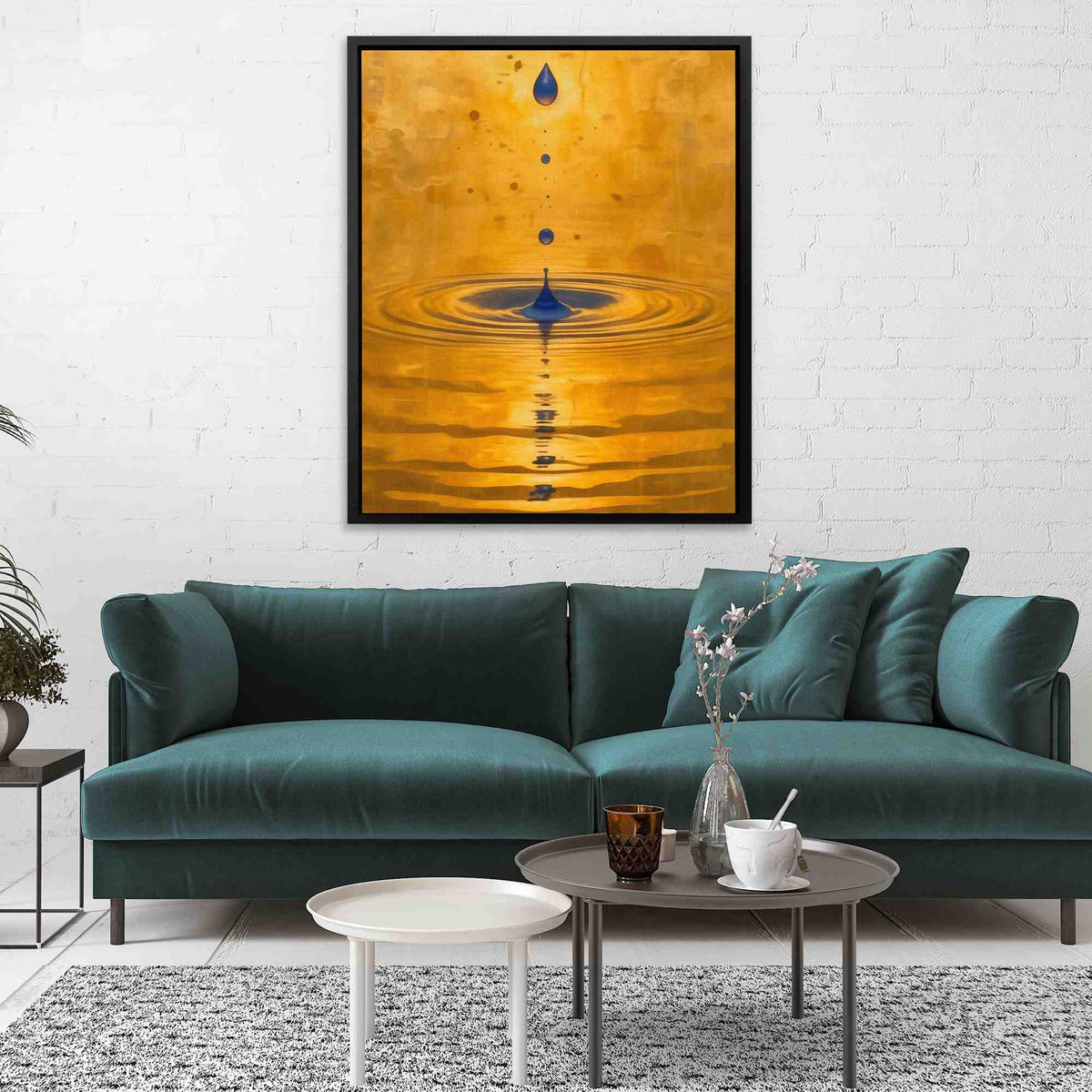 a living room with a couch and a coffee table