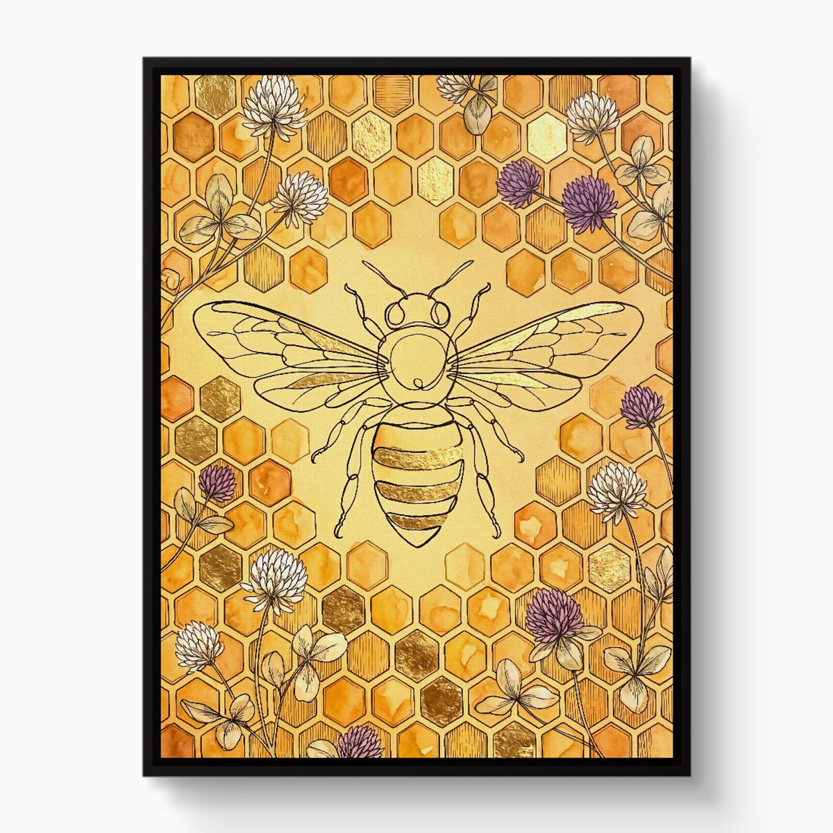 Bee Golden Honeycomb — bee golden honeycomb white studio framed black