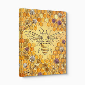Bee Golden Honeycomb — bee golden honeycomb angled flush print