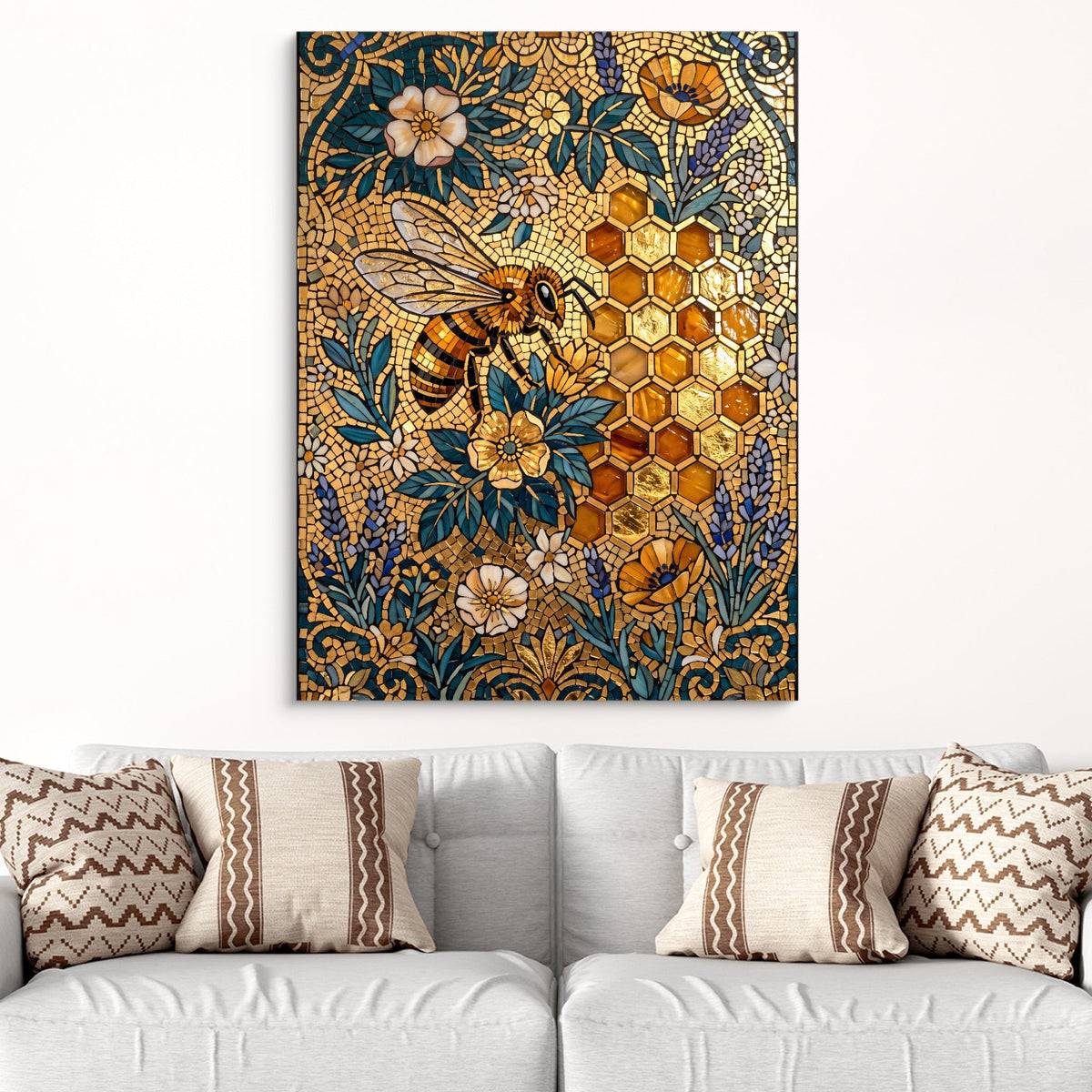 Bee Golden Mosaic - Luxury Wall Art