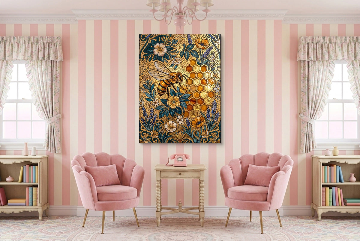 Bee Golden Mosaic - Luxury Wall Art