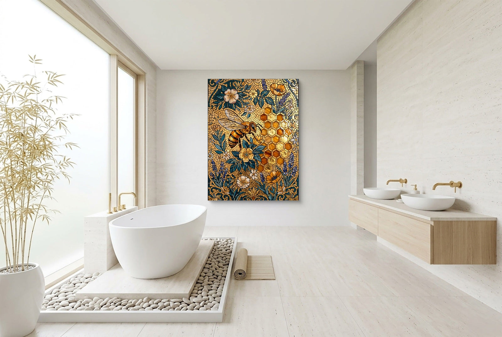 Bee Golden Mosaic - Luxury Wall Art