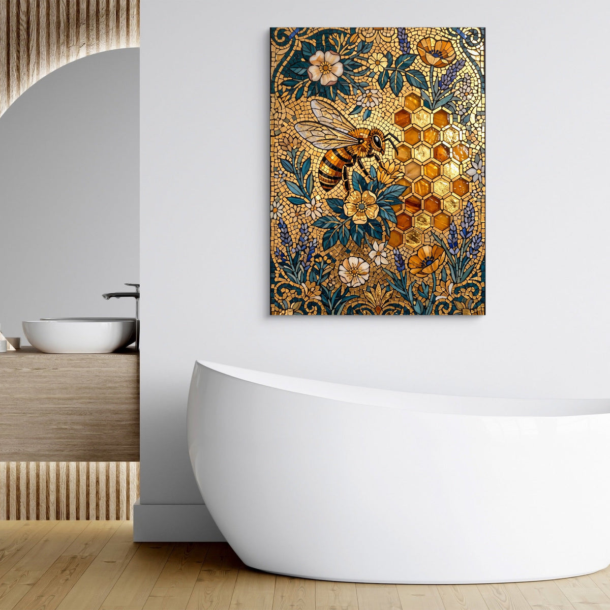 Bee Golden Mosaic - Luxury Wall Art