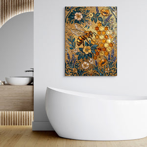 Bee Golden Mosaic — bee golden mosaic sq bathroom hotel 1port flush print