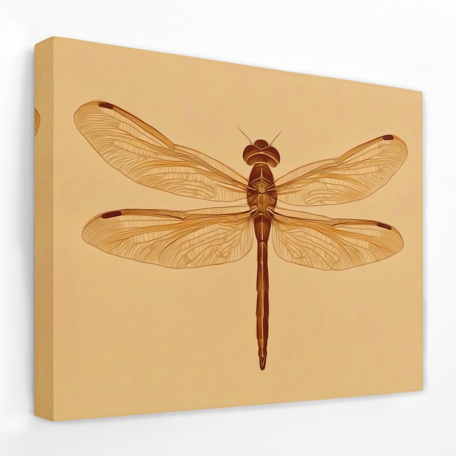 Beige Dragonfly - Animals Canvas Wall Art