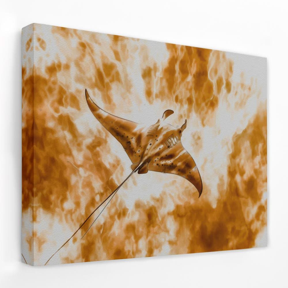 Beige Manta-Ray - Animals Canvas Wall Art