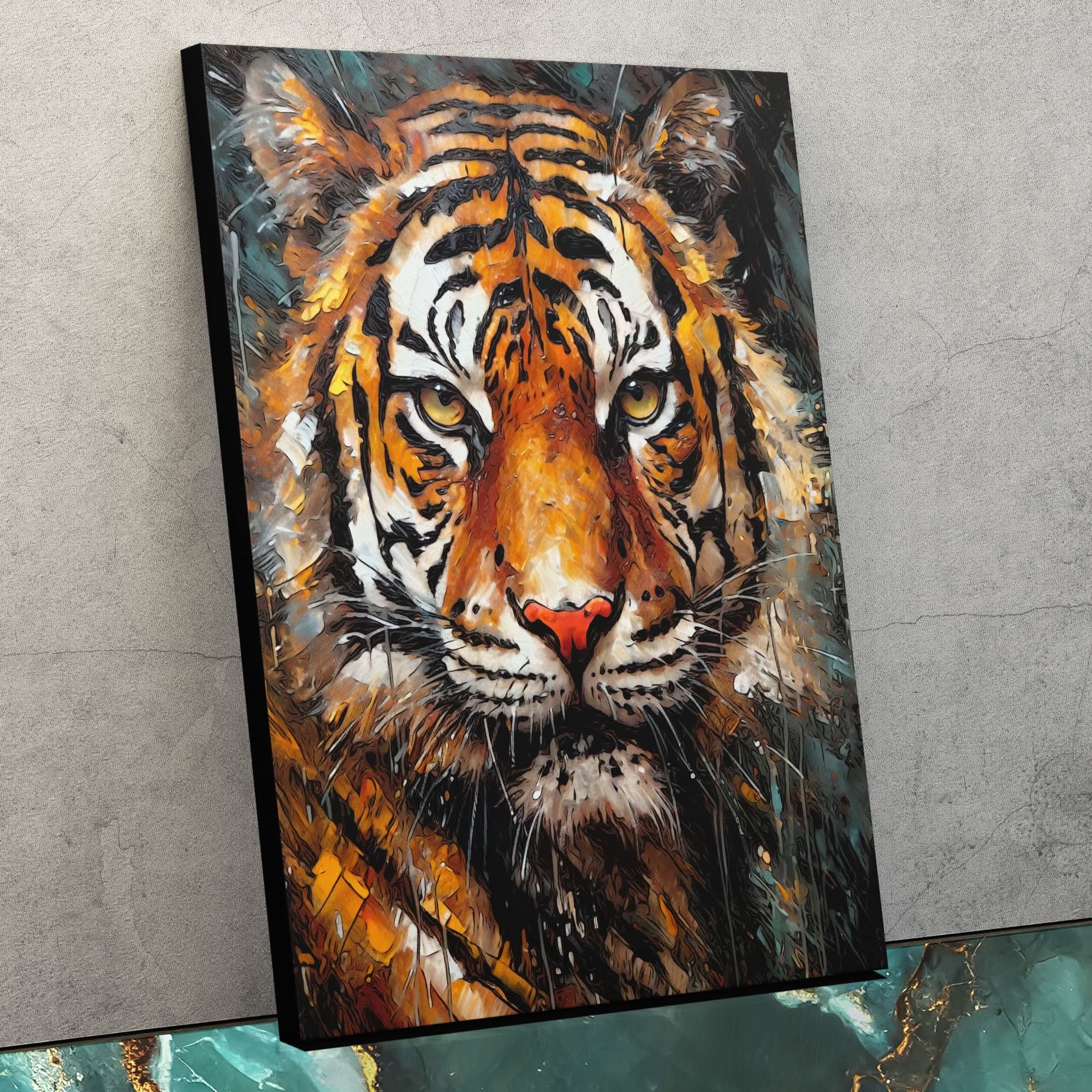 Artley Prints Majestical Tiger Colourful Canvas Art – Framed, Ready To Hang – Multicolour – UK Made