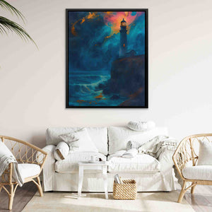 Midnight Lighthouse Beacon Canvas Print - Luxury Wall Art 