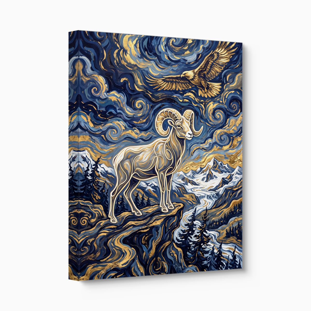 Bighorn Eagle Starry Night — bighorn eagle starry night angled flush print