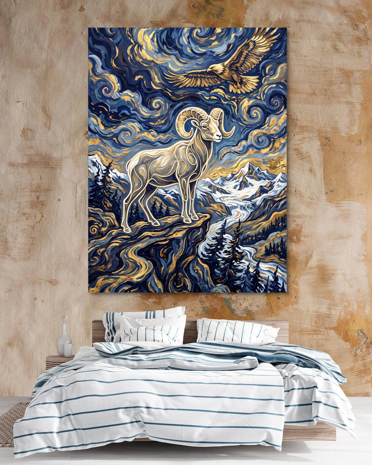 Bighorn Eagle Starry Night — bighorn eagle starry night psd clay beige bedroom 1port flush print