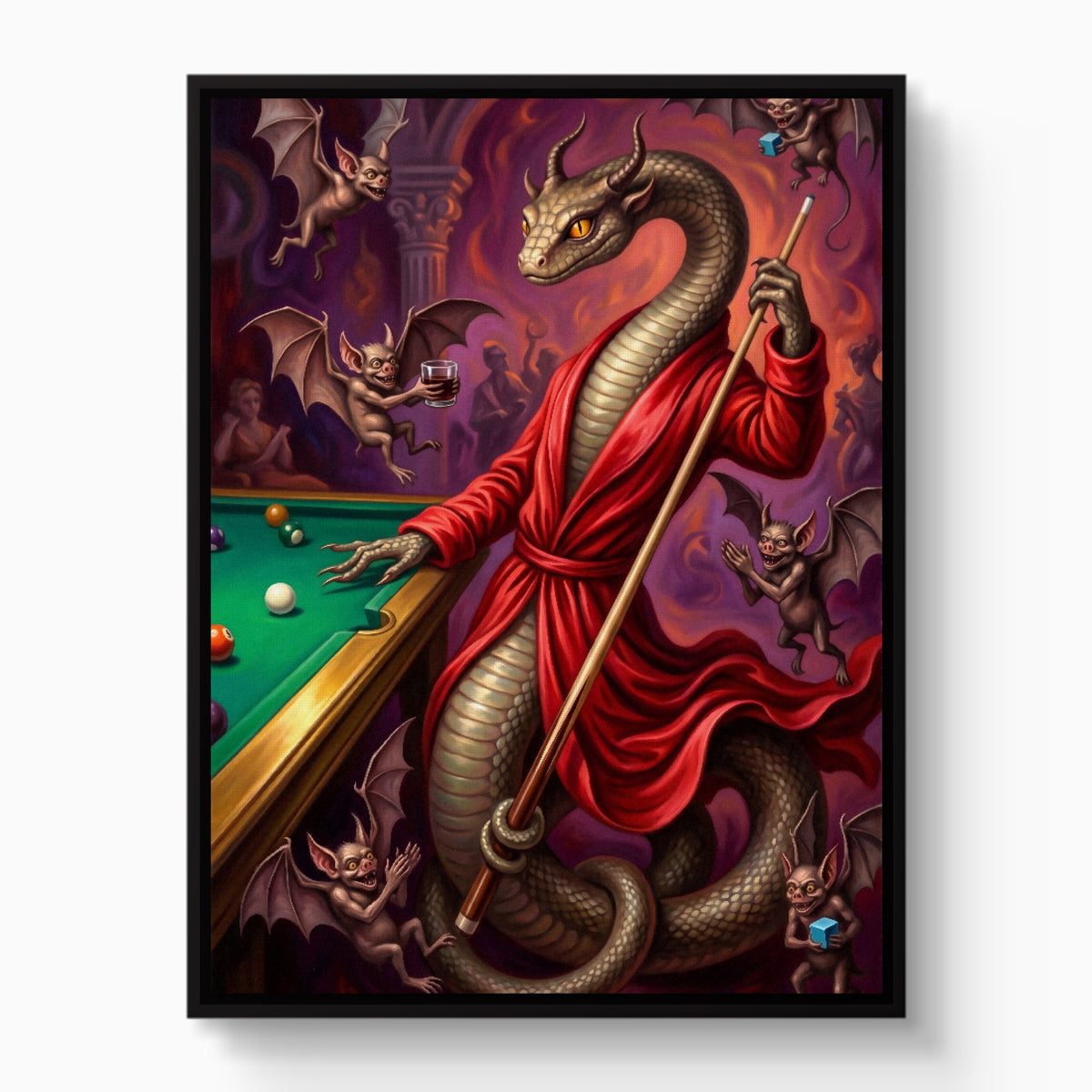 Billiards Serpent — billiards serpent white studio framed black