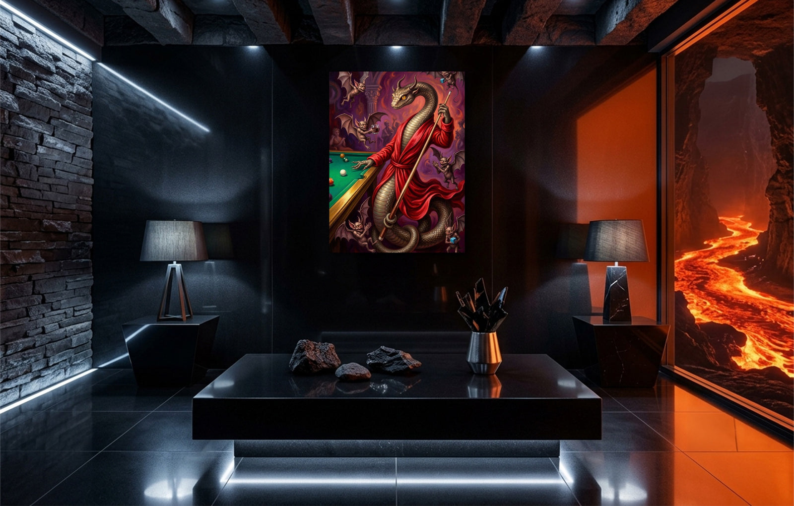 Billiards Serpent — billiards serpent white studio framed black