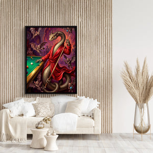 Billiards Serpent — billiards serpent sq beige art room 1port framed black