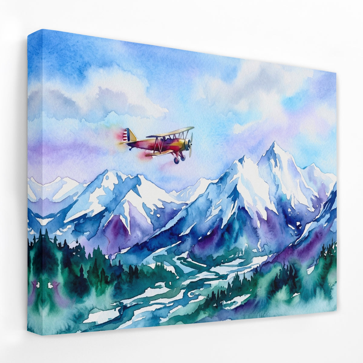 Biplane Alpine Flight — Biplane Alpine Flight Landscape   Side View   Mirror Wrap 99
