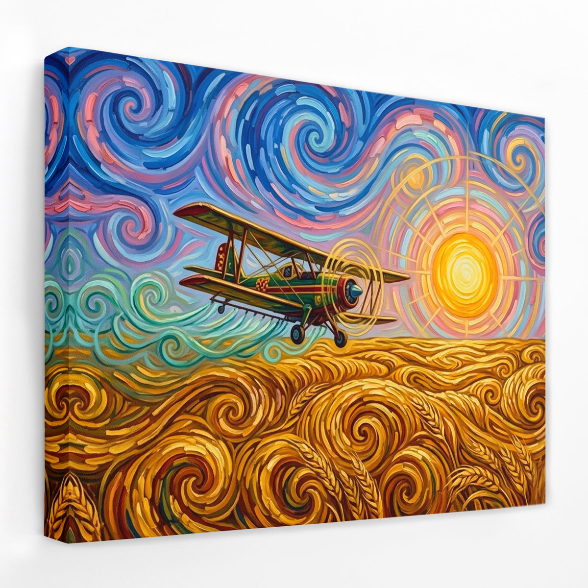 Biplane Starry Sunset — Biplane Starry Sunset Landscape   Side View   Mirror Wrap 100