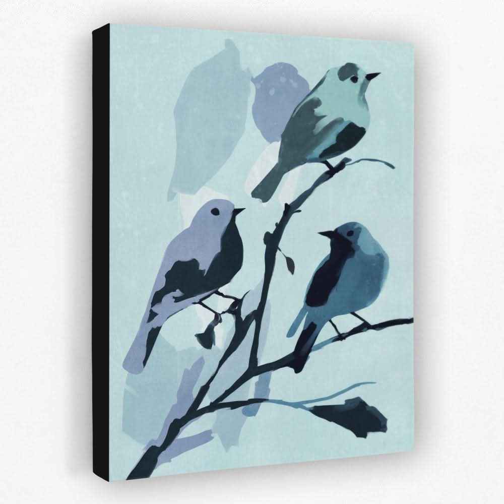 Birdie In Blue - Bird Canvas Wall Art