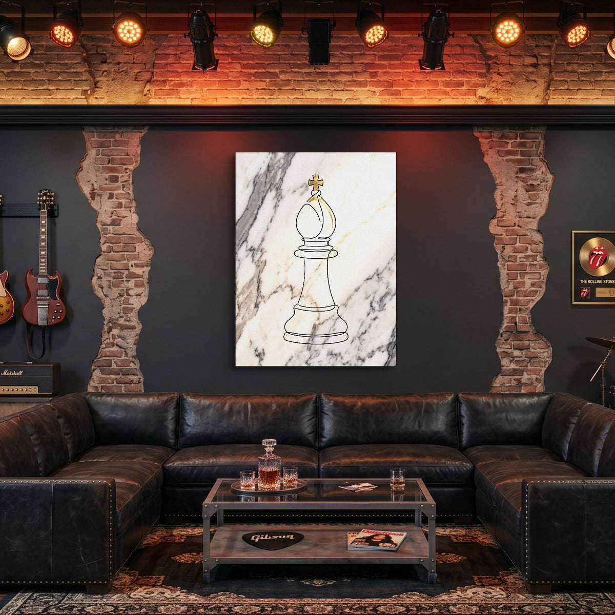Bishop Golden Marble — bishop golden marble sq man cave guitar 1port flush print