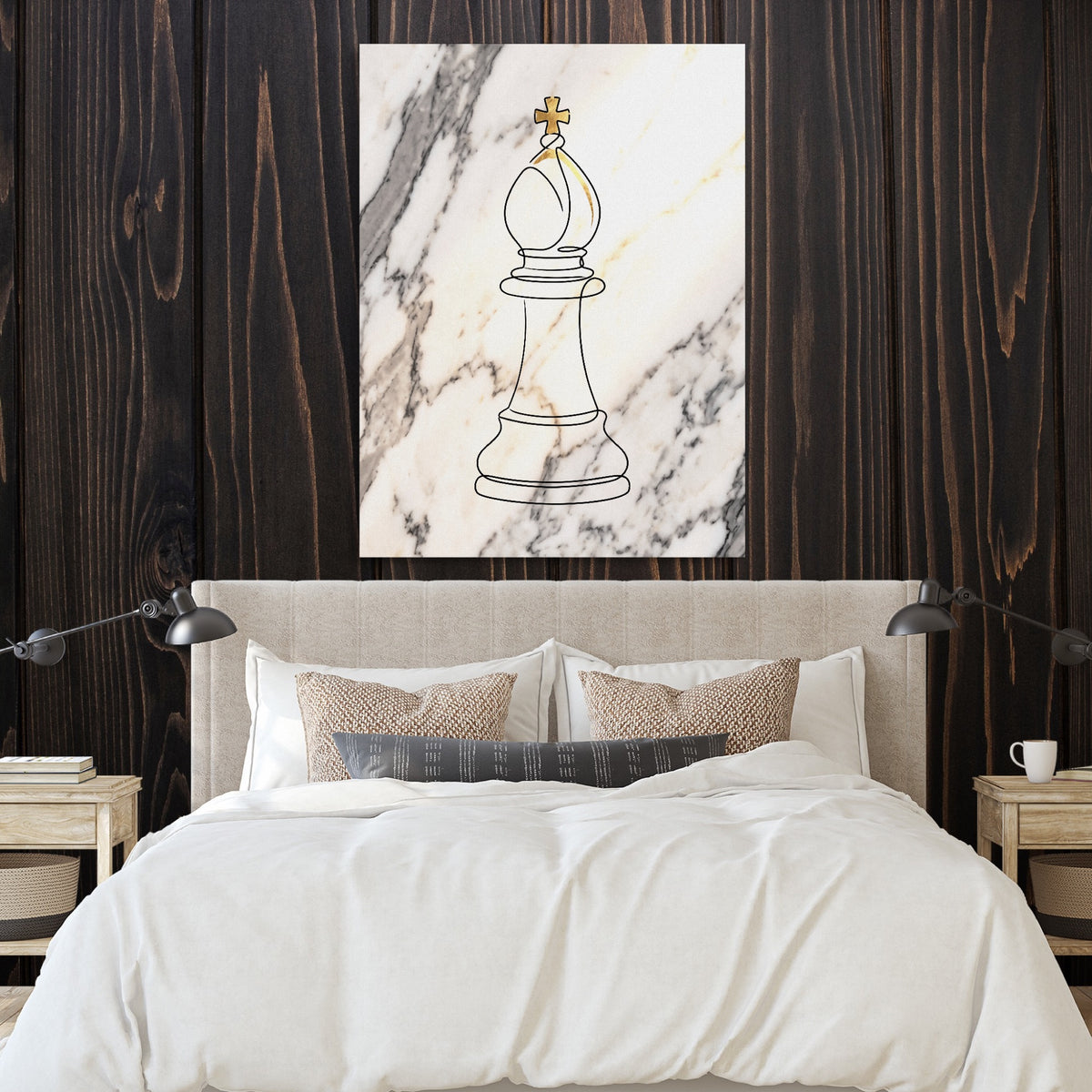 Bishop Golden Marble — bishop golden marble sq bedroom with wood walls 1port flush print