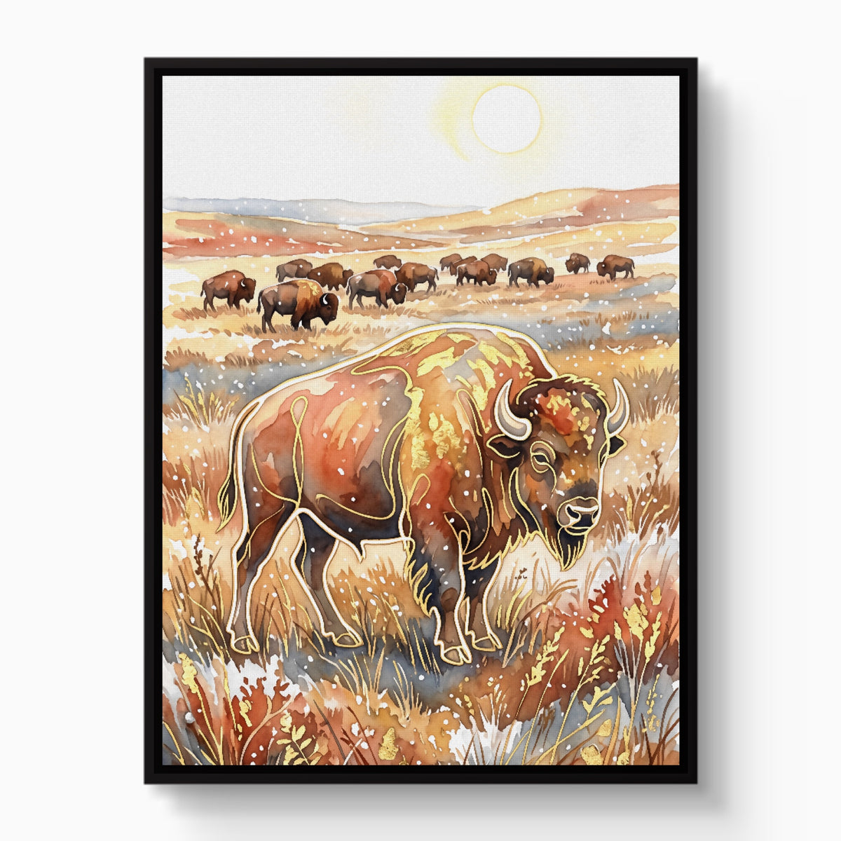 Bison Golden Plains — bison golden plains white studio framed black