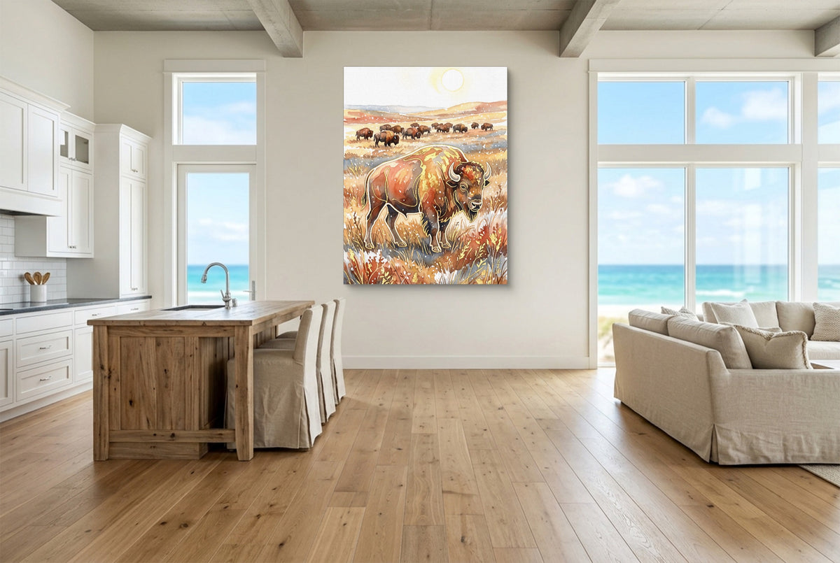 Bison Golden Plains — bison golden plains living room with ocean view 2 1port flush print