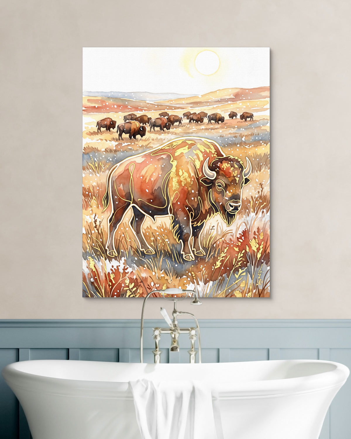 Bison Golden Plains — bison golden plains psd white wall green bath 1port flush print