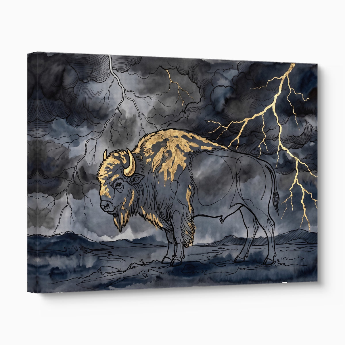 Bison Golden Storm — bison golden storm angled flush print