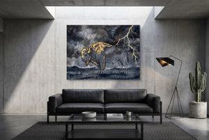 Bison Golden Storm — bison golden storm modern minimalist living room 1land flush print