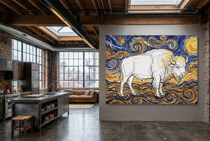 Bison Starry Night — bison starry night kitchen interior with island 1land flush print