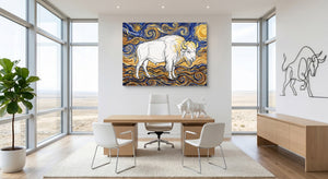 Bison Starry Night — bison starry night office space with furniture 1land flush print