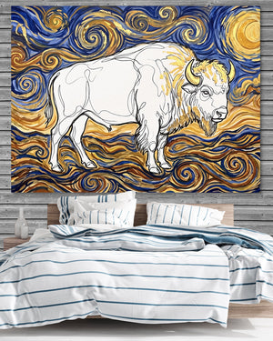 Bison Starry Night — bison starry night psd grey wood bedroom 1land flush print